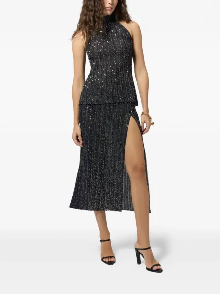 Fustă midi Missoni cu paiete negru