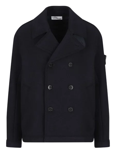 Palton Stone Island de lână cu strasuri negru