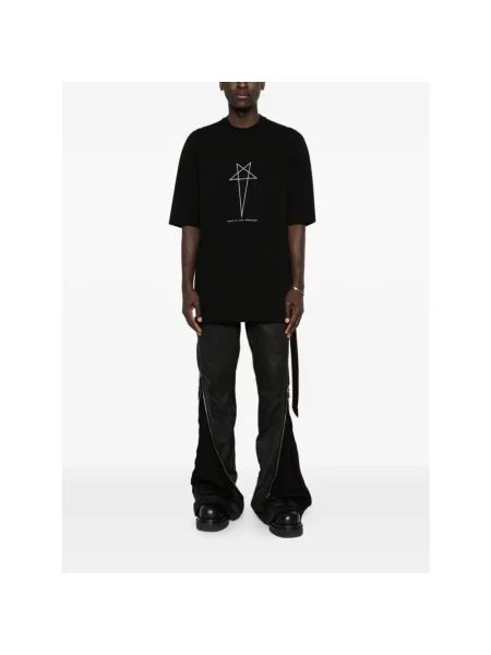 Rick Owens Koszulki Mężczyzna Czarny S T-shirt z okrągłym dekoltem i nadrukiem gwiazd biała