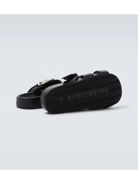 Kožené opasaný mules Balenciaga čierna