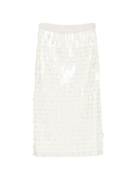 Fustă Circus Hotel cu franjuri alb