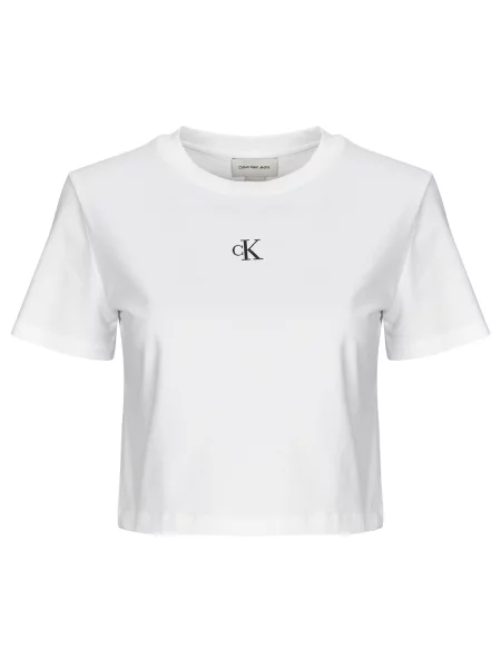 Majica Calvin Klein Jeans kratki rukavi s autogramom bež