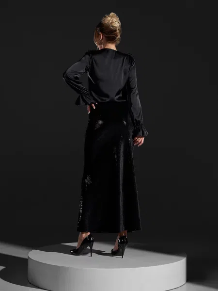 Велюрова Спідниця максі ISSA Plus чорний