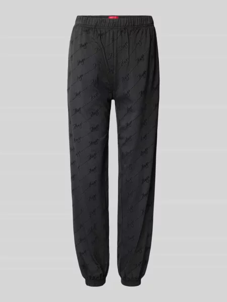 Spodnie dresowe o kroju regular fit z mieszanki bawełny model ‘LOKKY’ Hugo czarne