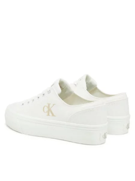 Calvin Klein Jeans Tenis superge Vulc Flatform Low Cv Mg bela