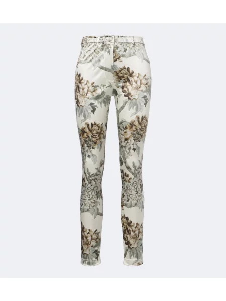 Pantaloni Acne Studios cu model floral din jerseu skinny fit