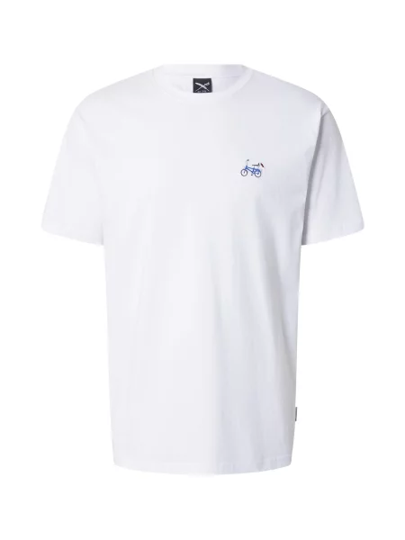 Iriedaily Tricou Bonacycle albastru / gri deschis / gri închis alb
