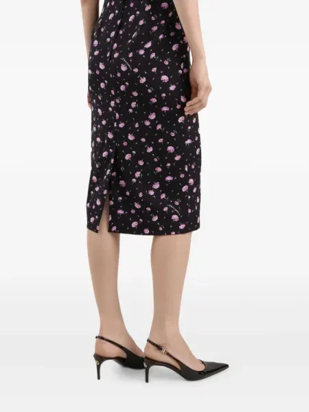 Φλοράλ μίντι φόρεμα Dolce & Gabbana με σχέδιο με μήκος μέχρι το γόνατο μαύρο