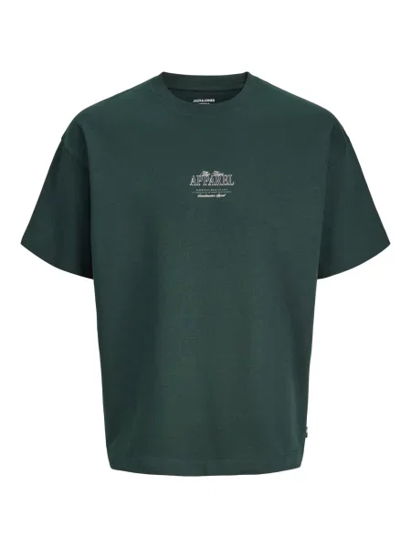 JACK & JONES Tričko JJEBarron tmavozelená biela