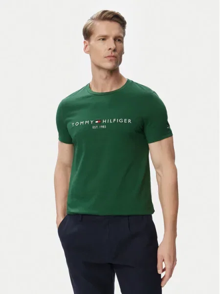 Tommy Hilfiger Tricou Logo închis verde