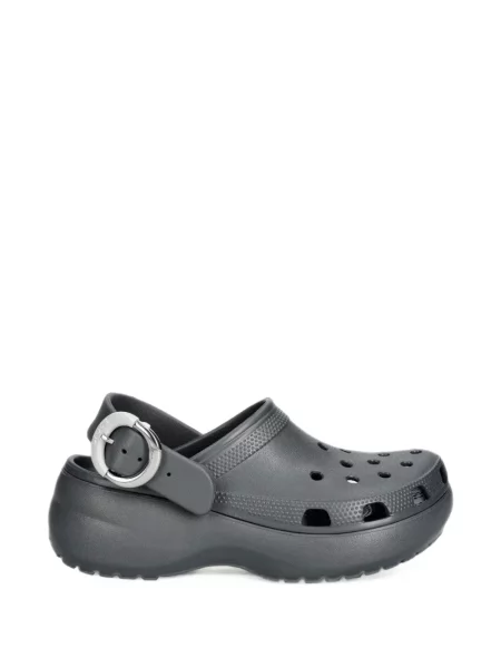 Papuci tip mules Crocs cu platformă cu cataramă clasici gri