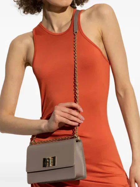 Geanta de piele Furla din piele gri