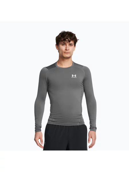 Longsleeve treningowy Under Armour Heat Gear Armour Comp castlerock/white szara