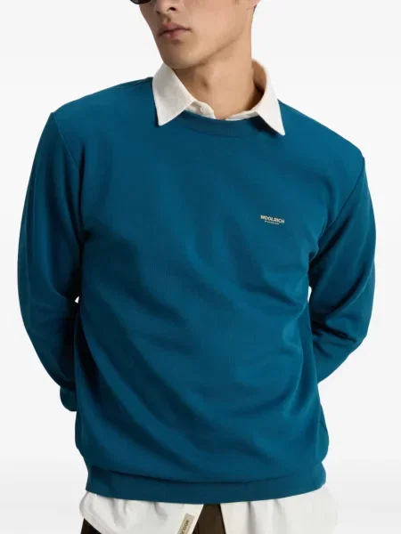 Pulover Woolrich cu decolteu rotund albastru