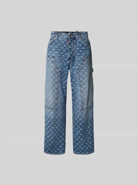Jeansy w kroju baggy z czystej bawełny Dsquared2 niebieskie