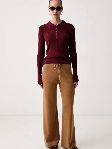 United Colors of Benetton pantaloni de trening pentru femei cu amestec de lână maro