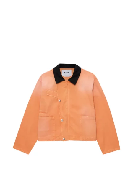 Kołnierzykowy kurtka jeansowa Msgm pomarańczowa