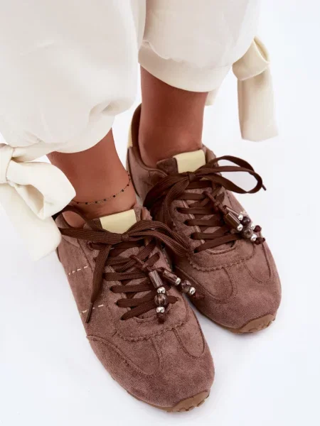 Tenisky Boto s korálky hnědé