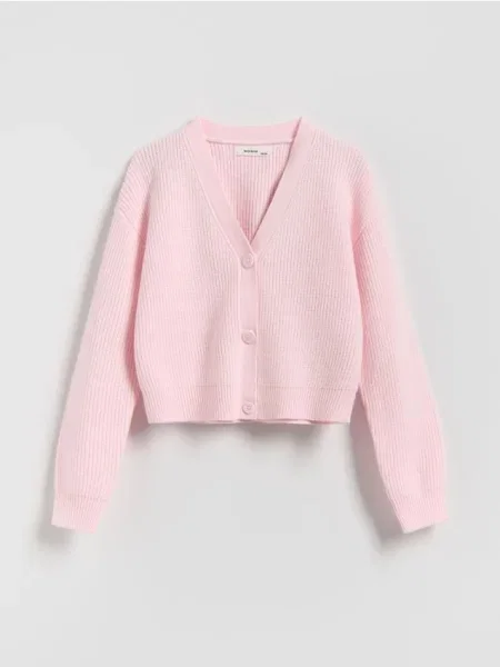 Reserved Cardigan cu adaos de roz-pastel roz