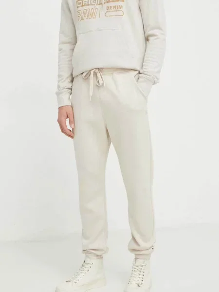 Спортен панталон G-Star Raw с изчистен дизайн бежово
