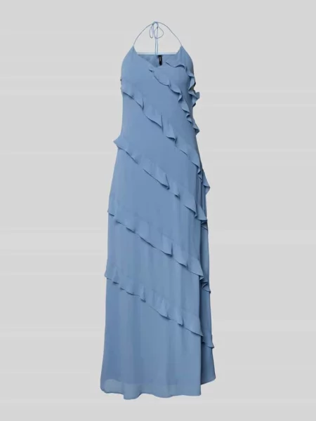 Długa sukienka o swobodnym kroju z szyfonowymi falbanami model MARJORIE' Vero Moda różowa