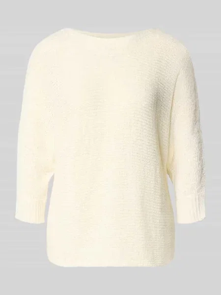Sweter z dzianiny z rękawem o dł. model Tapper' Free/quent biały
