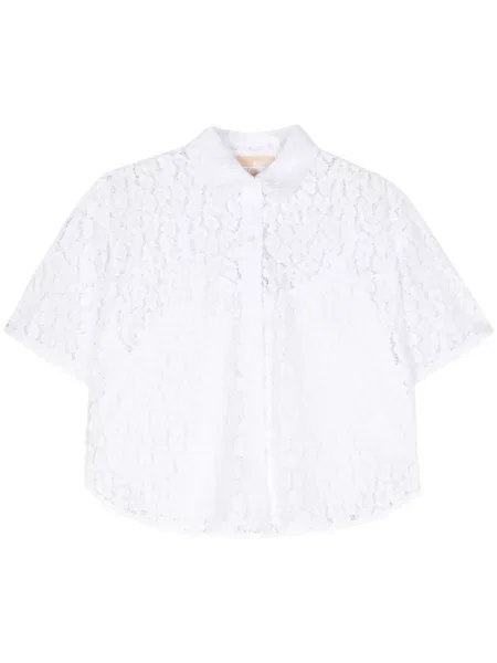 Krajkové květinové džínové šortky Michael Michael Kors na platformě modré