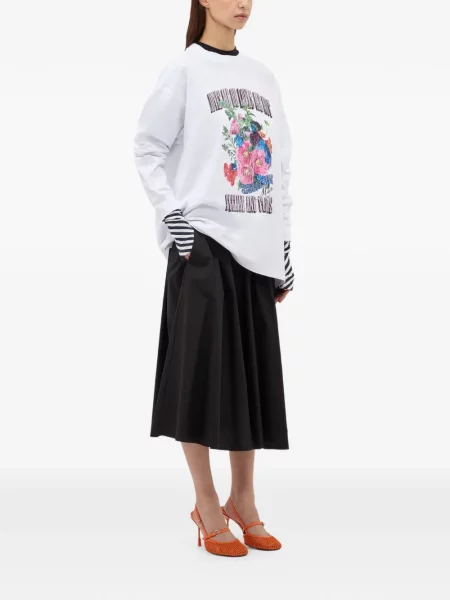 Миди пола Msgm с волани до коляното а-линия черно