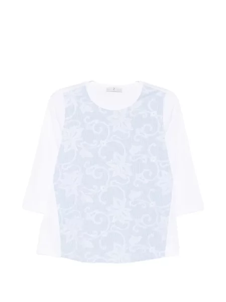 Haftowana koszulka Why Ci w kwiatki biała