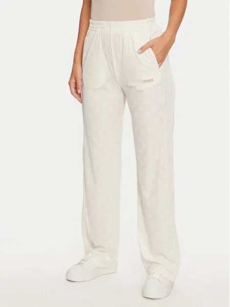 Hlače iz tkanine Guess bela