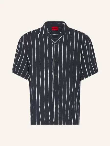 Hugo Letní Košile Exolino Oversized Fit tmavě / krémová modrá