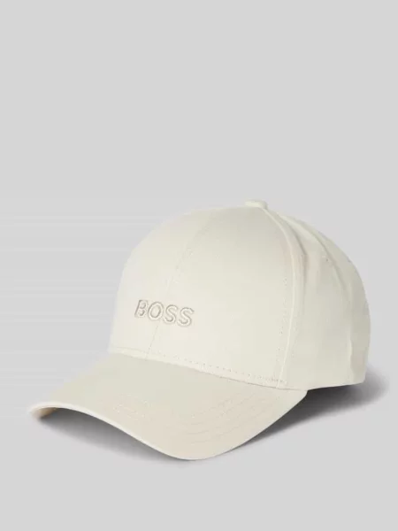 Czapka z daszkiem z wyhaftowanym logo Boss beżowa