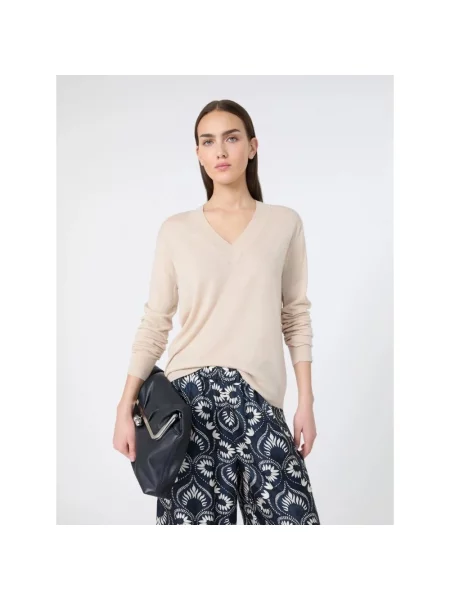 Sweter Weekend Max Mara z kaszmiru beżowy