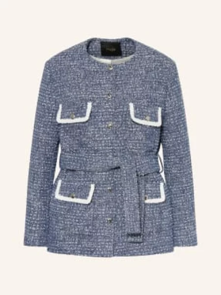 Maje Marynarka Bouclé blau biała