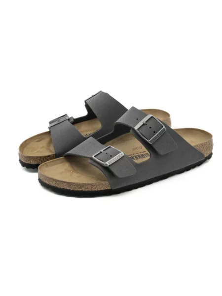 Klapki Birkenstock skórzane szare