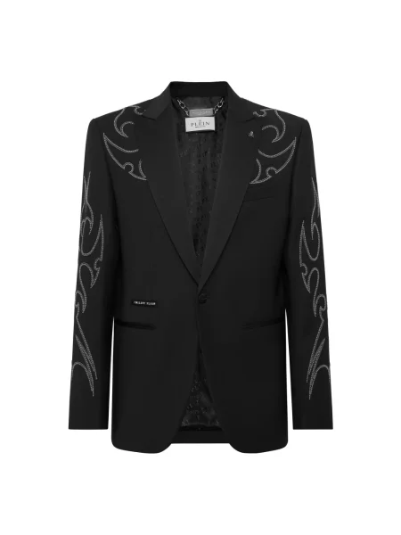 Marynarka Philipp Plein wełniana z ćwiekami czarna