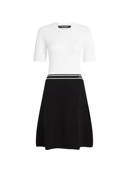Rochie mini Karl Lagerfeld tricotate în linie A negru