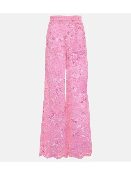 Szerokie spodnie Dolce&gabbana koronkowe różowe