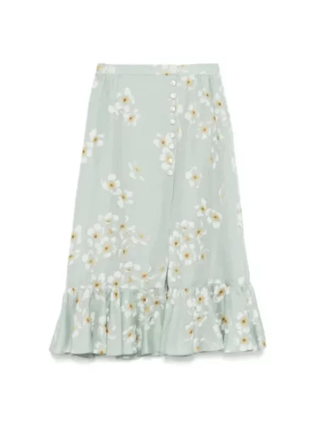 Lniana spódnica midi Valentino zielona
