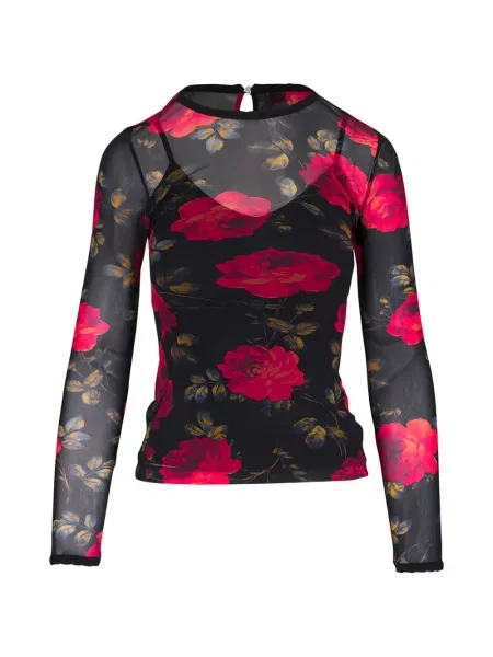 Bluză Carolina Herrera cu model floral cu imagine negru