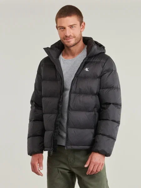 Džínsová bunda Calvin Klein Jeans s kapucňou čierna