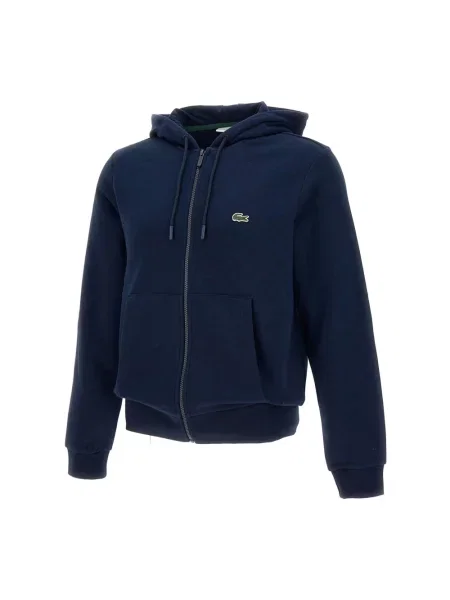 Bluza rozpinana Lacoste z kapturem z długim rękawem niebieska