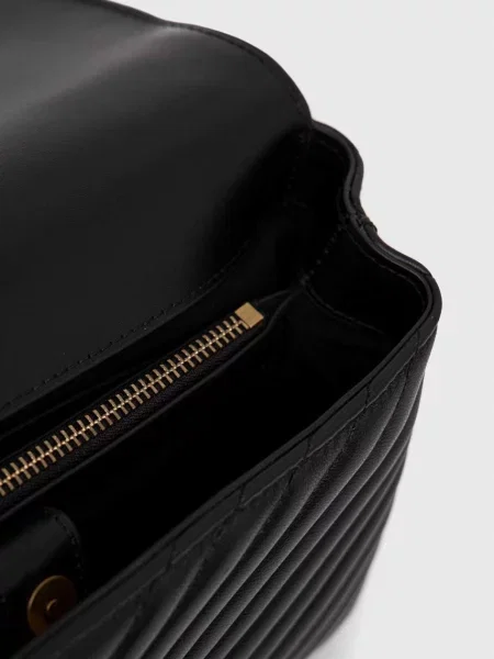 Pinko чанта crossbody дамска от кожа черно