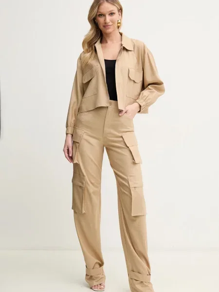 Simona Corsellini pantaloni verde drept high waist bej