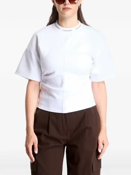 Tricou Calvin Klein cu autograf alb