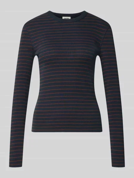Bluzka z długim rękawem o kroju slim fit z czystej bawełny model NURIT' Drykorn granatowa