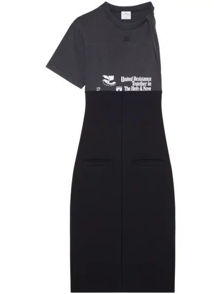 Rochie midi Courreges cu imagine până la genunchi de costum negru