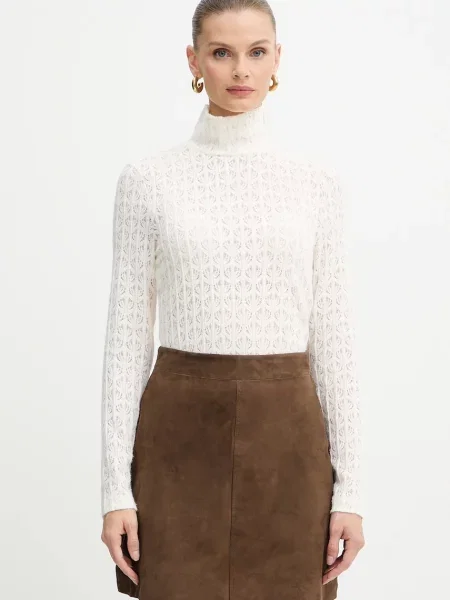 Pinko sweter lekki z półgolfem beżowy