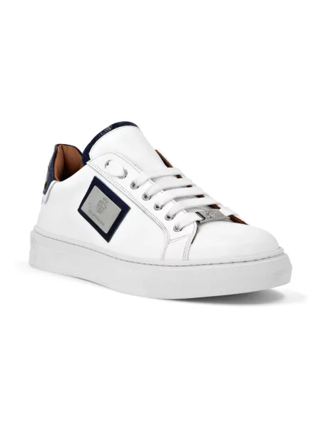 Sneakersy Billionaire skórzane z nadrukiem białe
