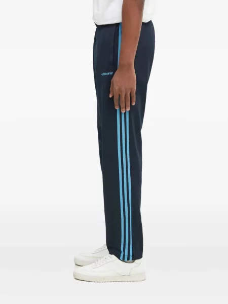 Pantaloni palazzo Adidas cu dungi plisat cu imagine albastru
